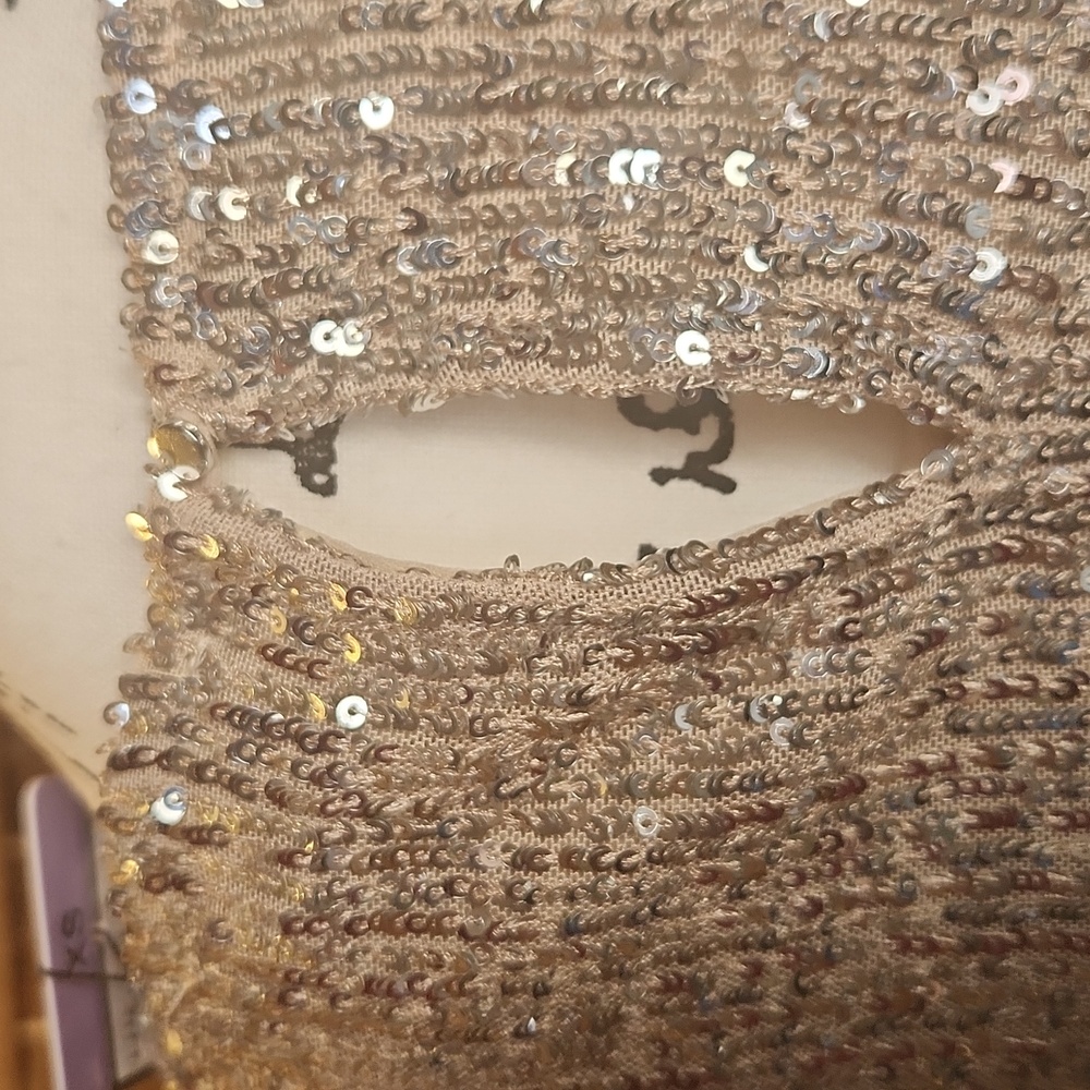 HILARY RADLEY Sz XS Special Ocassion, Spring Summer Wedding Gold Sequins Dress - Picture 7 of 9